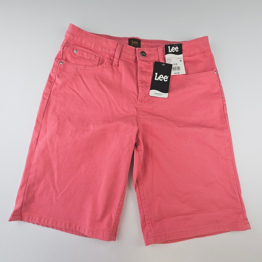 Lee Mid Rise Bermuda Shorts Pink Stretch Denim 10 M 112331263 Lovat Bubblegum